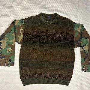Upcycled Plush Sweater with Camo Jacket Sleeves L/LX Docker Brand